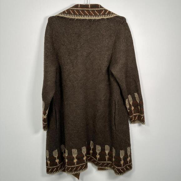 Max Studio Eyelash Tribal Brown‎ Blazer Sweater Large - Picture 4 of 6